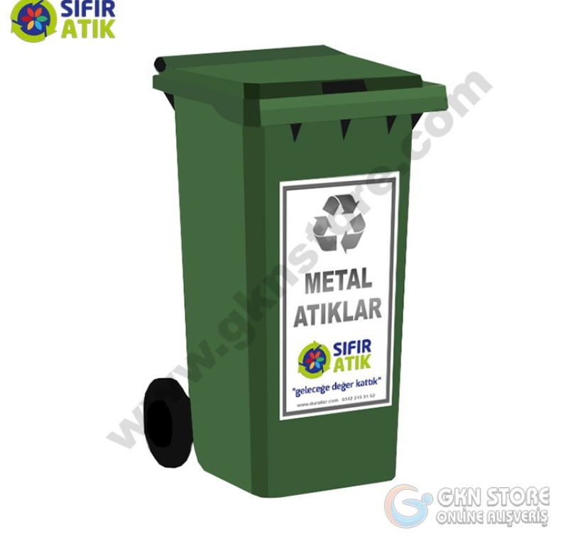 Plastik Çöp Sıfır Atık Konteynerı 120 Litre Metal Atık